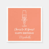 オレンジモダン応援30年誕生日ナプキン スタンダードカクテルナプキン (正面)