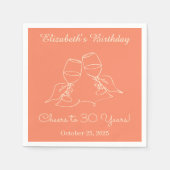 オレンジモダン応援30年誕生日ナプキン スタンダードカクテルナプキン (正面)