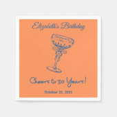 オレンジモダン応援30年誕生日ナプキン スタンダードカクテルナプキン (正面)