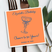 オレンジモダン応援30年誕生日ナプキン