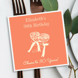 オレンジモダン応援30年誕生日ナプキン スタンダードカクテルナプキン