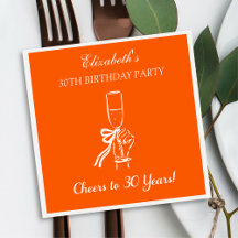 オレンジモダン応援30年誕生日ナプキン