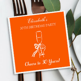 オレンジモダン応援30年誕生日ナプキン スタンダードカクテルナプキン
