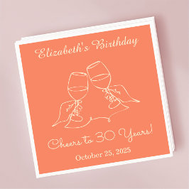 オレンジモダン応援30年誕生日ナプキン スタンダードカクテルナプキン