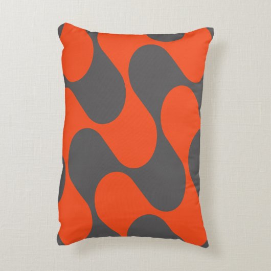 オレンジモダン色とグレーの抽象芸術幾何学的パターン アクセントクッション (裏面(縦))