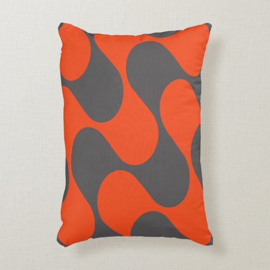 オレンジモダン色とグレーの抽象芸術幾何学的パターン アクセントクッション (正面(垂直))