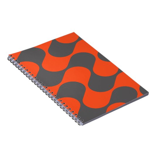 オレンジモダン色とグレーの抽象芸術幾何学的パターン ノートブック (右側)