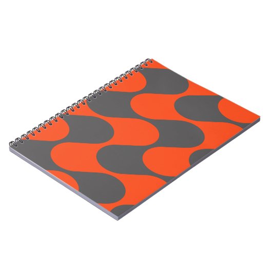 オレンジモダン色とグレーの抽象芸術幾何学的パターン ノートブック (左側)