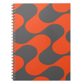 オレンジモダン色とグレーの抽象芸術幾何学的パターン ノートブック (正面)