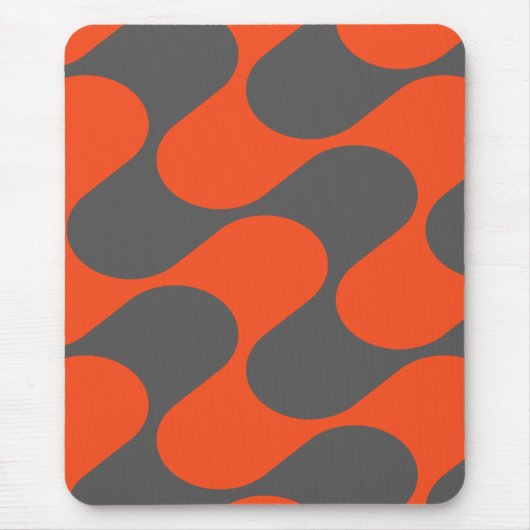 オレンジモダン色とグレーの抽象芸術幾何学的パターン マウスパッド (正面)