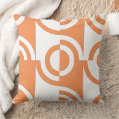 オレンジモダン色と白の円形フラグメント クッション (ブランケット)
