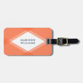 オレンジモダン色と青のレイヤード幾何 ラゲッジタグ (正面横)