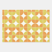 オレンジモダン色と黄色の中世紀のパターン ラッピングペーパーシート (正面3)