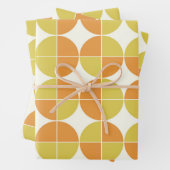 オレンジモダン色と黄色の中世紀のパターン ラッピングペーパーシート (インサイチュ)