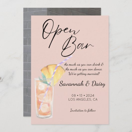 オレンジモダン色のおもしろい写真 セーブザデート (正面/裏面)