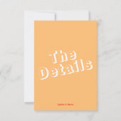 オレンジモダン色のおもしろい結婚レトロのエンクロージャカード 出欠カード (裏面)