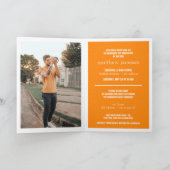 オレンジモダン色のテクスチャード写真の卒業 招待状 (内部)