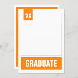 オレンジモダン色のテクスチャード写真の卒業 招待状