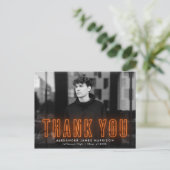 オレンジモダン色のネオン写真卒業ありがとう ポストカード (スタンド正面)