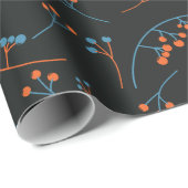 オレンジモダン色のブルーベリーイラストレーション模様 ラッピングペーパー (ロールコーナー)