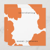 オレンジモダン色のベビー発表 招待状 (正面/裏面)