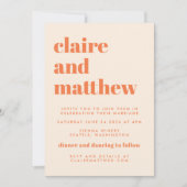 オレンジモダン色のレトロジオメト結婚リの全てが1つに 招待状 (正面)