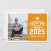 オレンジモダン色の写真の卒業発表 案内状 (正面)