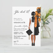 オレンジモダン色の写真彼女はそれを卒業した 招待状 (スタンド正面)