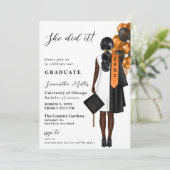 オレンジモダン色の写真彼女はそれを卒業した 招待状 (スタンド正面)