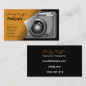 オレンジモダン色の写真、カメラ 名刺 (正面/裏面)