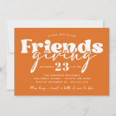 オレンジモダン色の友情と感謝祭ディナー 招待状 (正面)