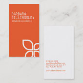 オレンジモダン色の名刺の白い花をオフセット 名刺 (正面/裏面)