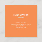 オレンジモダン色の名前のアートワークのアーティストアートスタジオ スクエア名刺 (裏面)