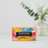 オレンジモダン色の名前アートアーティストアートスタジオ 名刺 (スタンド正面)