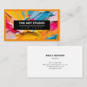 オレンジモダン色の名前アートアーティストアートスタジオ 名刺 (正面/裏面)