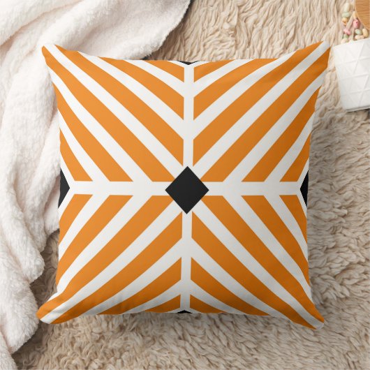 オレンジモダン色の対角ストライプ クッション (ブランケット)