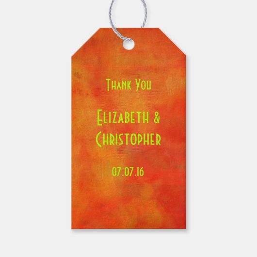 オレンジモダン色の抽象芸術絵画に感謝 ギフトタグ (正面)