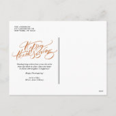 オレンジモダン色の書道ハッピーサンクスギビング シーズンポストカード (裏面)