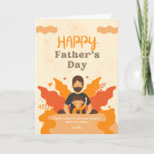 オレンジモダン色の父と息子 | Happy Father's Day カード (正面)