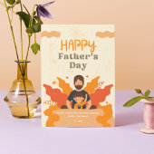 オレンジモダン色の父と息子 | Happy Father's Day カード