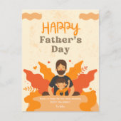 オレンジモダン色の父と息子 | Happy Father's Day ポストカード (正面)