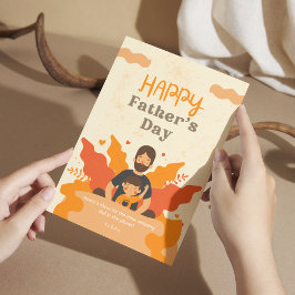 オレンジモダン色の父と息子 | Happy Father's Day ポストカード