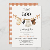 オレンジモダン色の物干し小さなブーブベイビーシャワー 招待状 (正面/裏面)