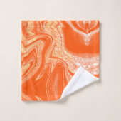 オレンジモダン色の白抽象芸術大理石パターン バスタオルセット (ウォッシュタオル)