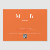 オレンジモダン色の結婚式の日付の保存 マグネット招待状 (正面)