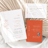 オレンジモダン色の結婚式RSVP返信カードの食事の選択 出欠カード