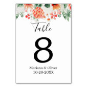 オレンジモダン色の緑のワイルドフラワーフローラ テーブルナンバー (裏面)