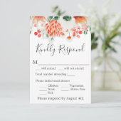 オレンジモダン色の緑のワイルドフラワーフローラ 出欠カード (スタンド正面)