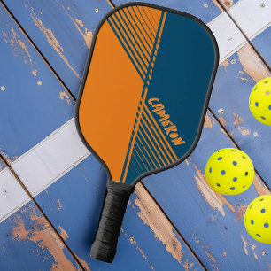 オレンジモダン色の青いスポーツのスプリットと名前 ピックルボールラケット