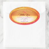 オレンジモダン色の黄色の海製品ラベルグリッター 楕円形シール (バッグ)